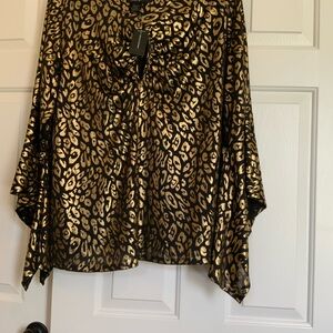 Ashley Stewart Metallic Animal Print Blouse
